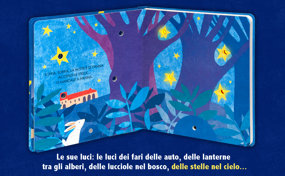 Le luci nella notte blu - libro con lucine che si accendono con un soffio